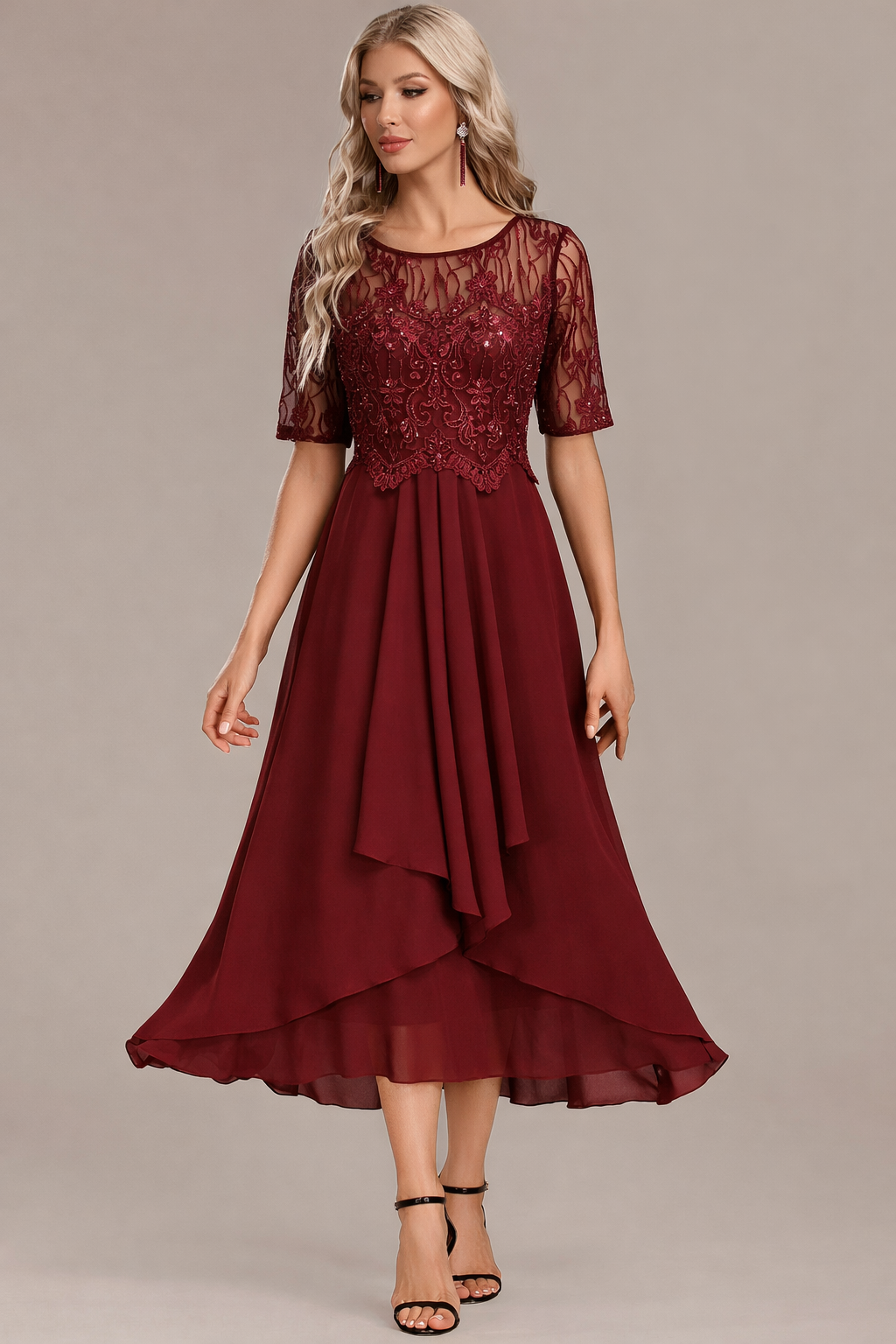Elowen Navy Lace Midi Dress