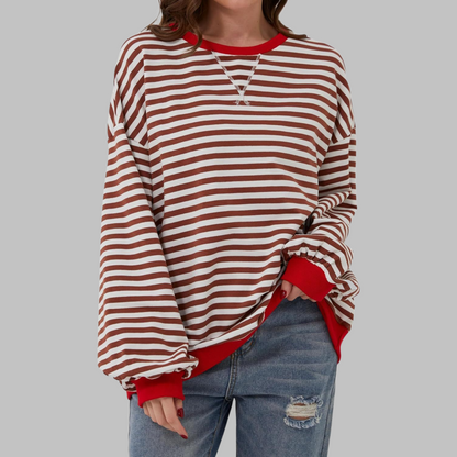 LUKA | Casual Long Sleeve Round Neck Striped Sweatshirt