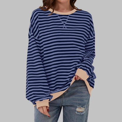 LUKA | Casual Long Sleeve Round Neck Striped Sweatshirt