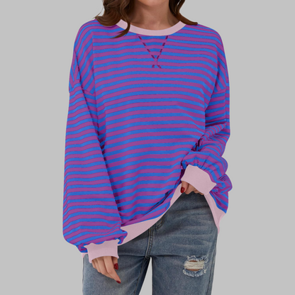 LUKA | Casual Long Sleeve Round Neck Striped Sweatshirt