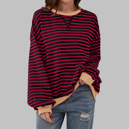 LUKA | Casual Long Sleeve Round Neck Striped Sweatshirt