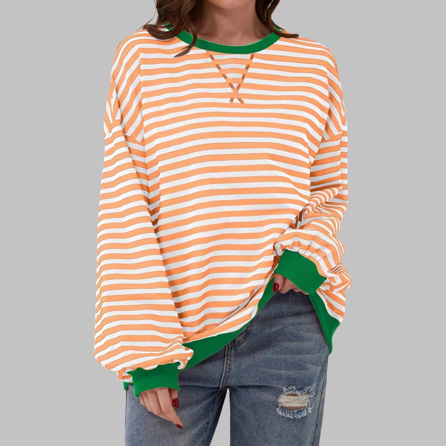 LUKA | Casual Long Sleeve Round Neck Striped Sweatshirt