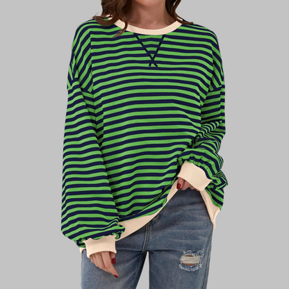 LUKA | Casual Long Sleeve Round Neck Striped Sweatshirt