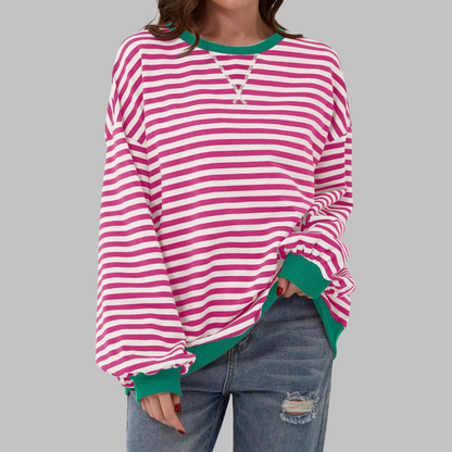 LUKA | Casual Long Sleeve Round Neck Striped Sweatshirt