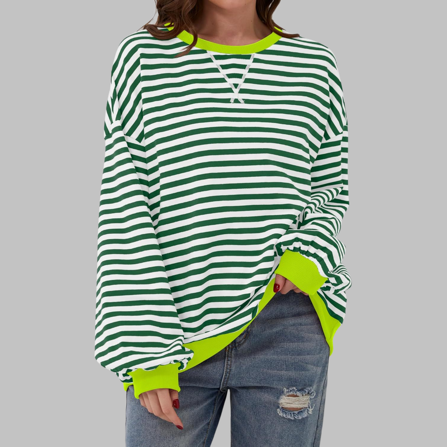 LUKA | Casual Long Sleeve Round Neck Striped Sweatshirt