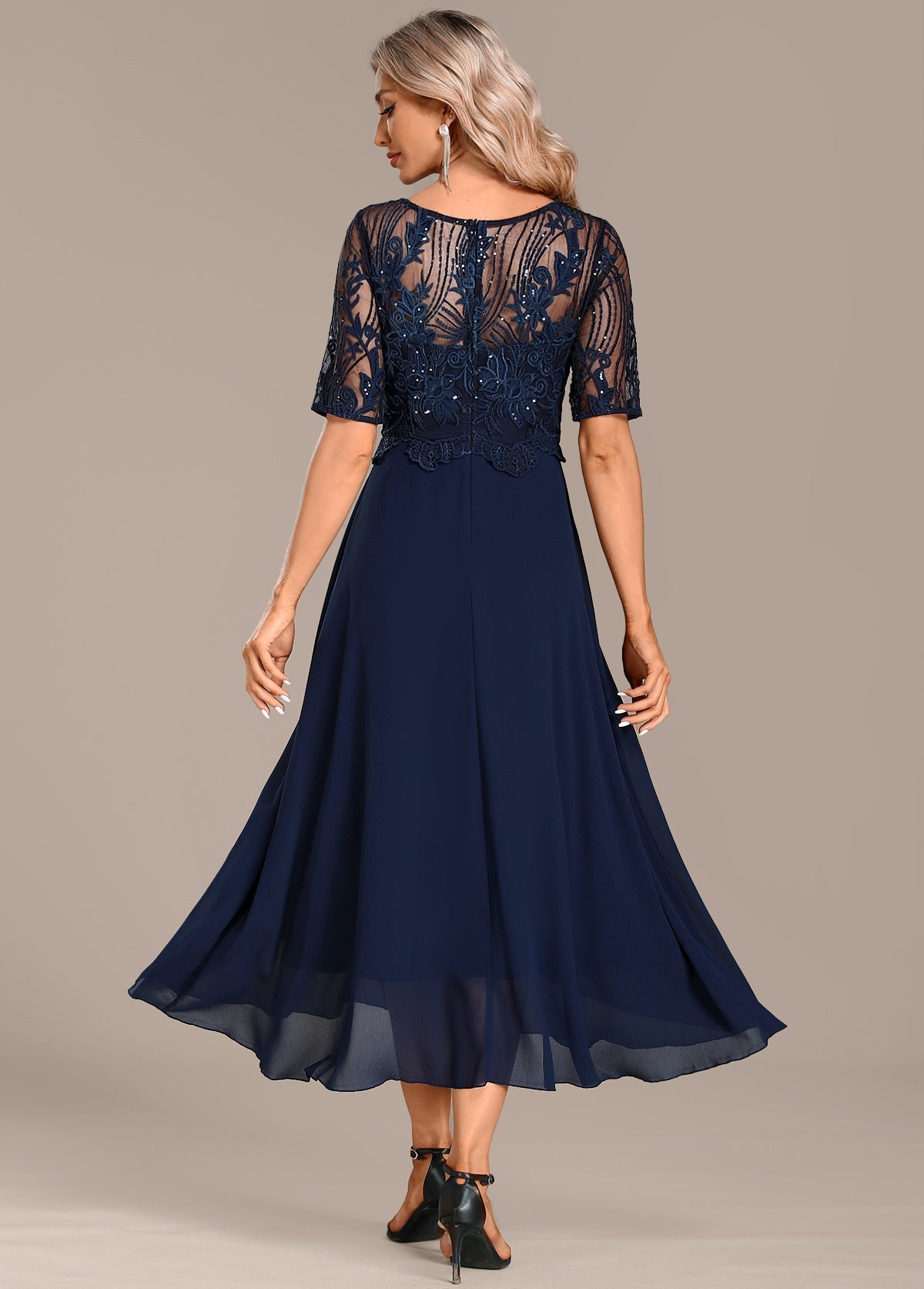 Elowen Navy Lace Midi Dress