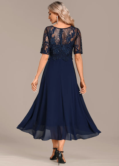 Elowen Navy Lace Midi Dress