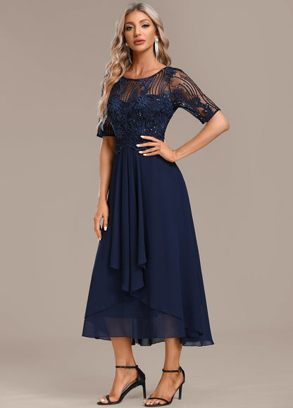 Elowen Navy Lace Midi Dress