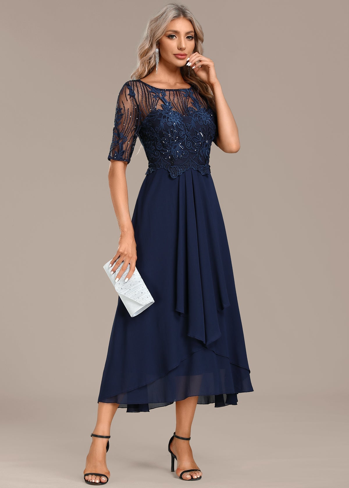 Elowen Navy Lace Midi Dress