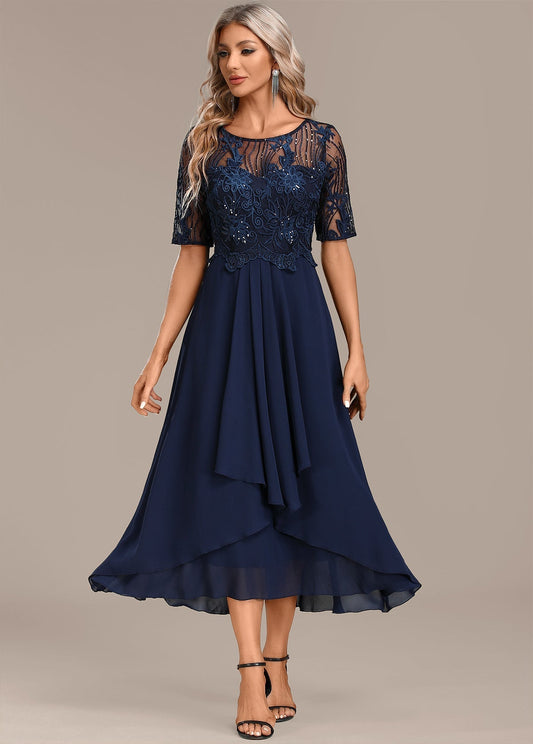 Elowen Navy Lace Midi Dress