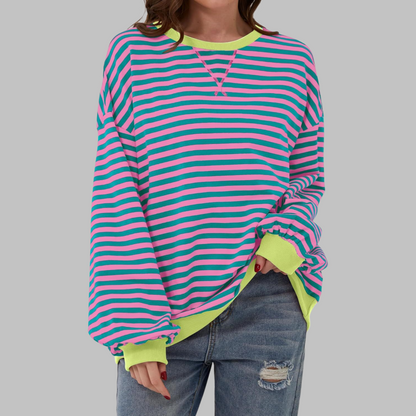 LUKA | Casual Long Sleeve Round Neck Striped Sweatshirt