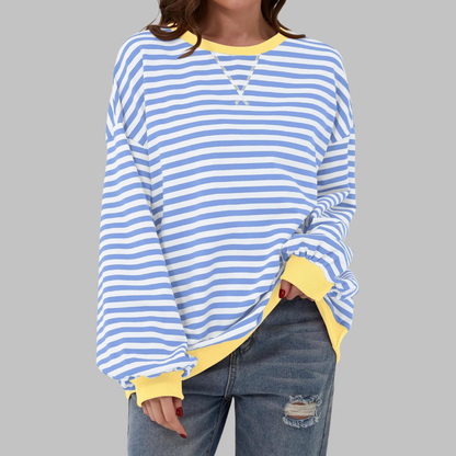 LUKA | Casual Long Sleeve Round Neck Striped Sweatshirt