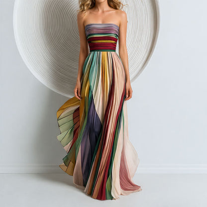 Valoria Pleated Strapless Maxi Dress