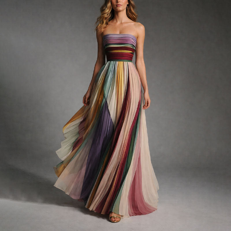 Valoria Pleated Strapless Maxi Dress