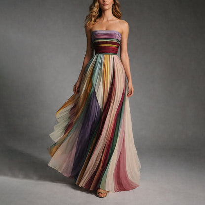 Valoria Pleated Strapless Maxi Dress