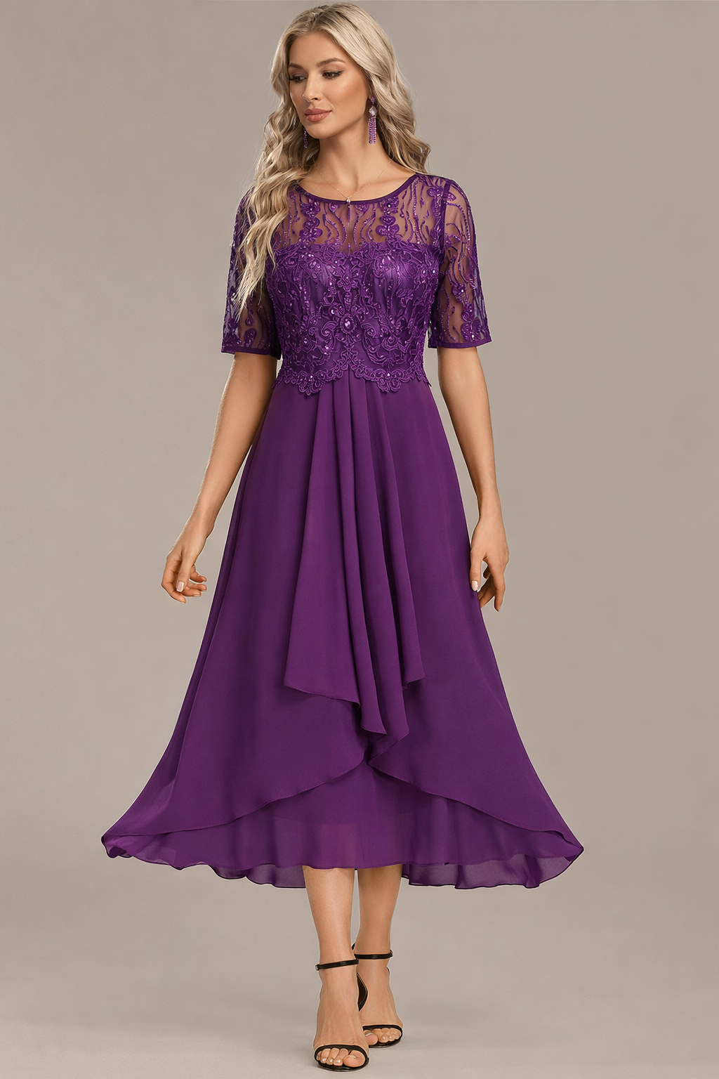 Elowen Navy Lace Midi Dress